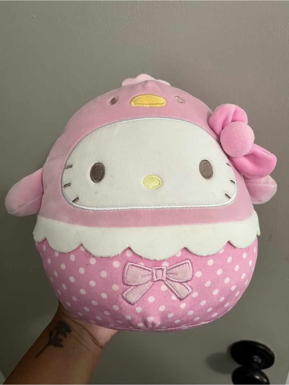 Hello Kitty Pink Polka Dot Bow Plush Toy